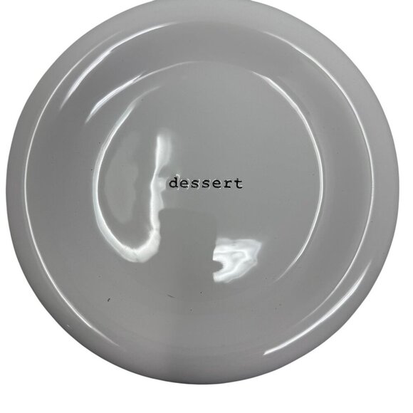 4 Pottery Barn Coffee House Dessert Plates Typewriter Minimalist White Black - Picture 4 of 9